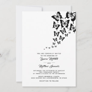 Faire-part de mariage à papillon noir