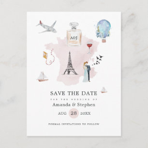 Faire-part de mariage à Paris aquarelle