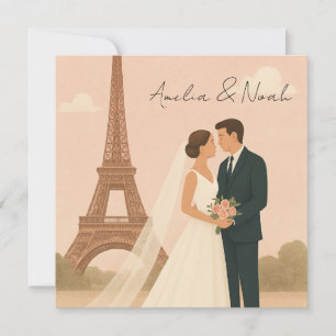 Faire-part de mariage à Paris   Tour Eiffel élégan
