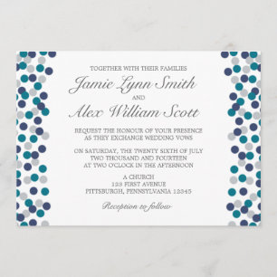 Faire-part de mariage à point Polka gris de la mar