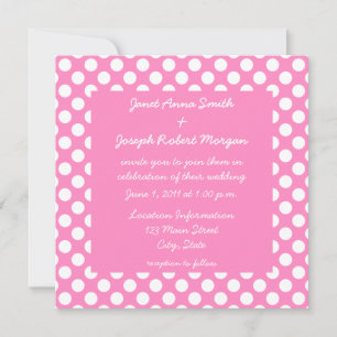 Faire-part de mariage à pois rose et blanc