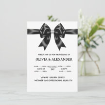 Faire-part de mariage à ruban satin noir | Ruban é