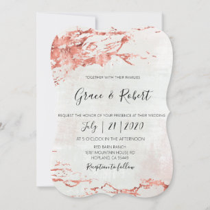 Faire-part de mariage à texture d'or Rose russe