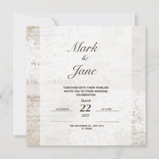 Faire-part de mariage à thème antique vintage