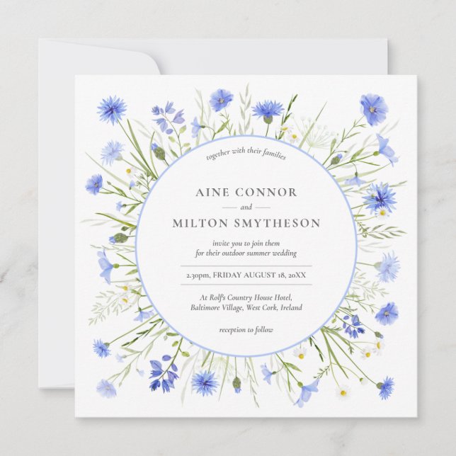 Faire-part de mariage à thème bleu pâle (Devant)