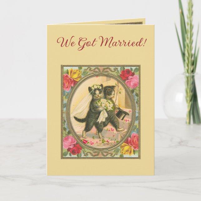 Faire-part de mariage à thème chat  (Devant)