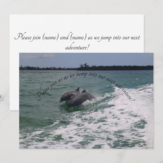 Faire-part de mariage à thème Dauphin (Devant / Derrière)