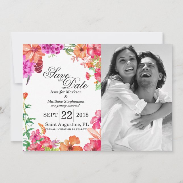 Faire-part de mariage à thème de jardin aquarelle  (Devant)