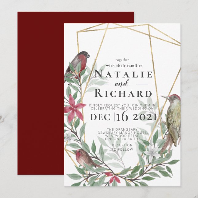 faire-part de mariage à thème de Noël (Devant / Derrière)
