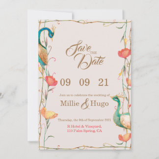 Faire-part de mariage à thème Peacock