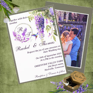 Faire-part de mariage à thème Purple Wisteria