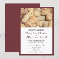 Faire-part de mariage à thème vin liège