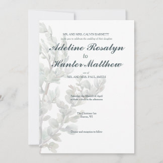 Faire-part de mariage à tige de sauge aquarelle