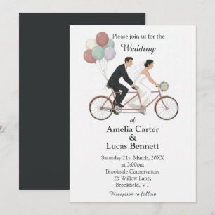 Faire-part de mariage à vélo tandem
