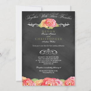 Faire-part de mariage Abstrait Floral Chalkboard