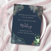 Faire-part de mariage abstrait vert marine rose