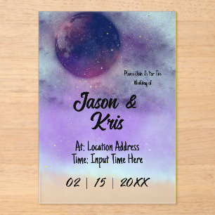 Faire-part de mariage acrylique céleste