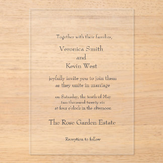 Faire-part de mariage acrylique clair modèle