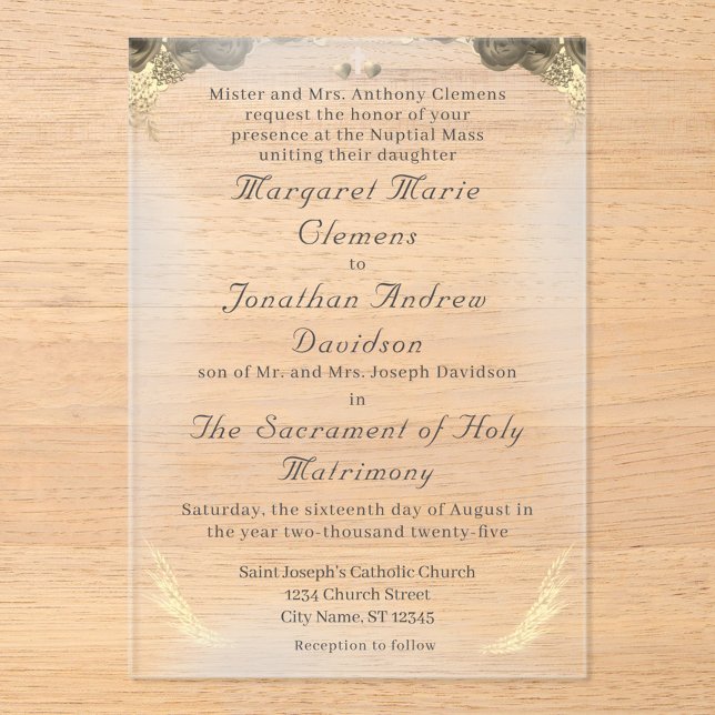 Faire-part de mariage acrylique de grâce catholiqu (Créateur téléchargé)
