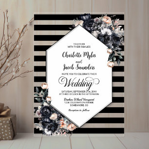 Faire-part de mariage acrylique géométrique noire