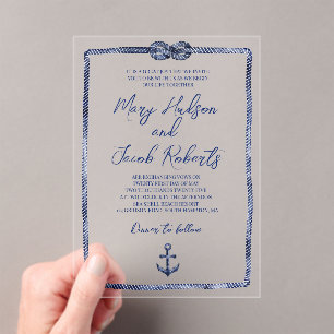 Faire-part de mariage acrylique marine côtière