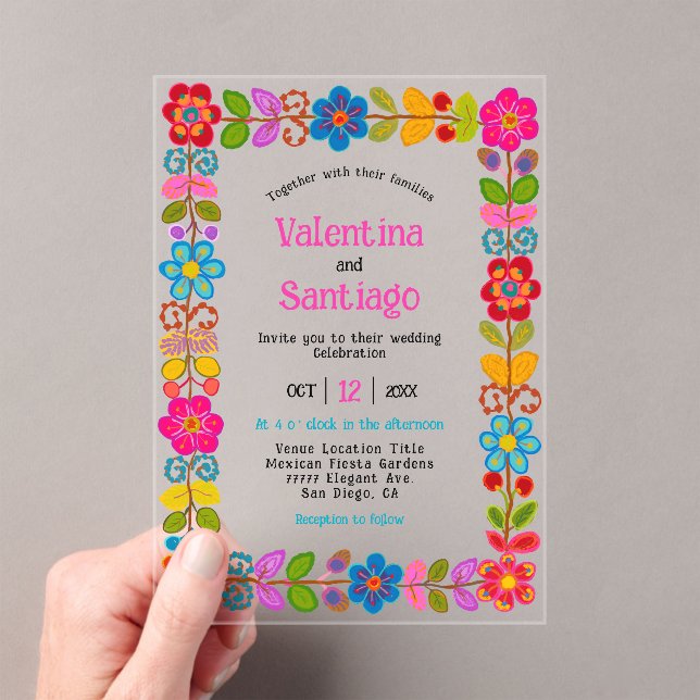 Faire-part de mariage acrylique mexicaine moderne (In situ (ordinateur de poche))