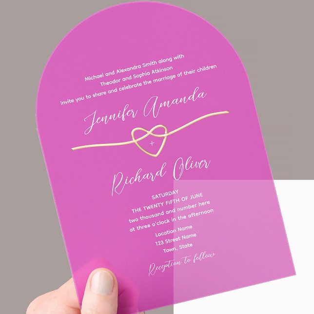 Faire-part de mariage acrylique rose chaud (Créateur téléchargé)