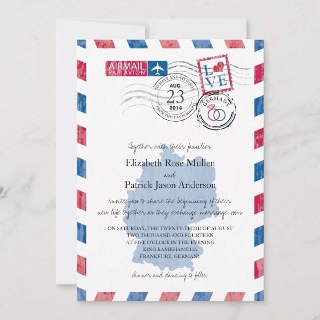 Faire-part de mariage Airmail Allemagne (Devant)