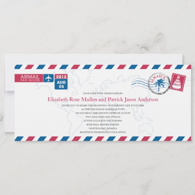 Faire-part de mariage Airmail Jamaïque (Devant)