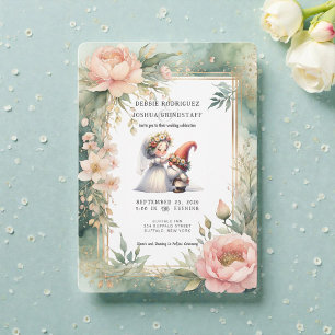 Faire-part de mariage amusant aux gnomes fantaisis