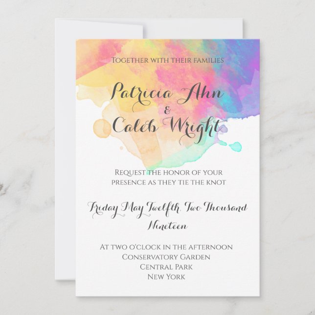 Faire-part de mariage amusant Watercolor (Devant)
