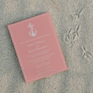 Faire-part de mariage Ancre corail nautique
