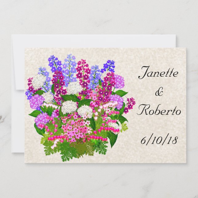 Faire-part de mariage anglais de bouquet floral de (Devant)