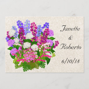 Faire-part de mariage anglais de bouquet floral de