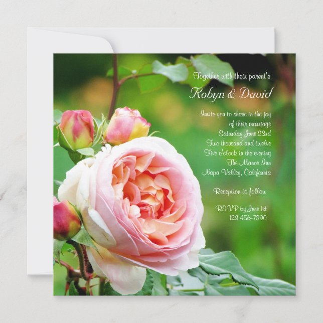 Faire-part de mariage anglais Garden Rose (Devant)