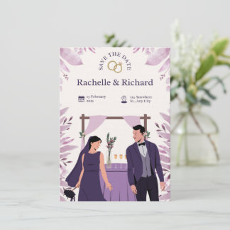 Faire-part de mariage animé beige et violet