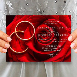 Faire-part de mariage Anneaux de mariage Rose roug