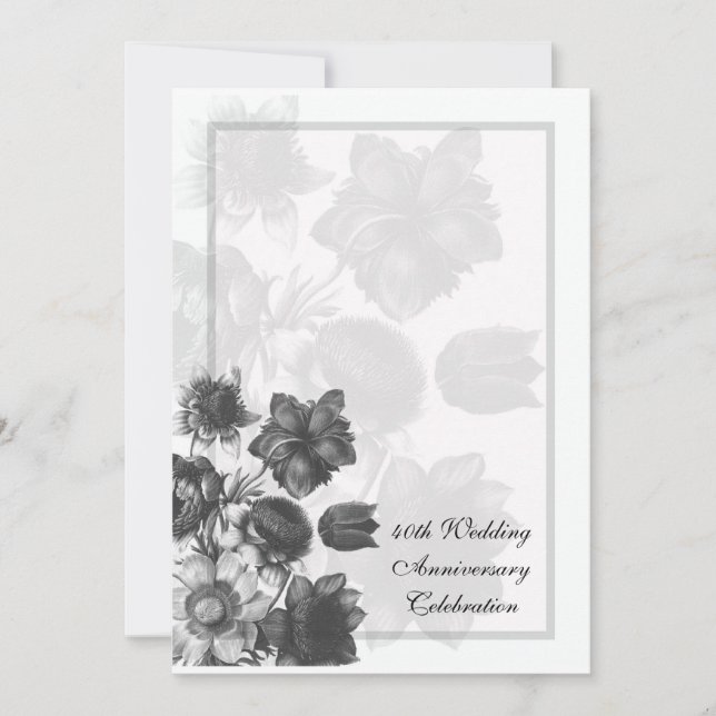 Faire-part de mariage anniversaire bouquet de fleu (Devant)