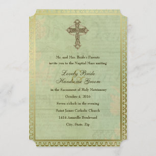 Faire-part de mariage antique croisé catholique