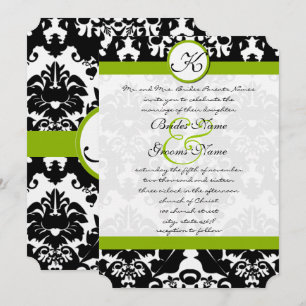 Faire-part de mariage Apple Green Damask Swils