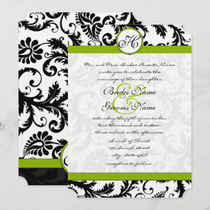 Faire-part de mariage Apple Green Damask Swils