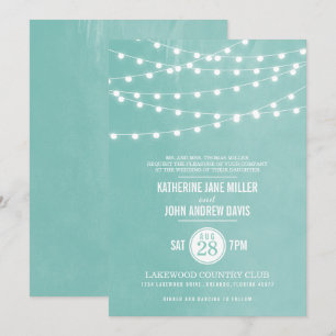 Faire-part de mariage Aqua String Lights