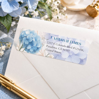 Faire-part de mariage aquarelle bleue Hydrangea Pe