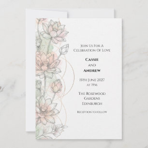 Faire-part de mariage aquarelle Blush Lotus