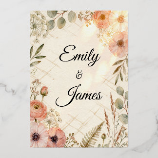 Faire-part de mariage aquarelle boho Emily & James