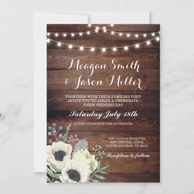 Faire-part de mariage aquarelle Floral de bois d'a (Devant)