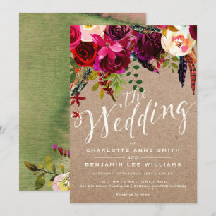 FAIRE-PART DE MARIAGE  Aquarelle Florale Russe Boh