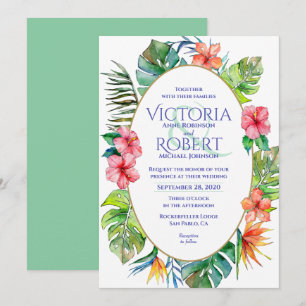 Faire-part de mariage   Aquarelle florale tropical