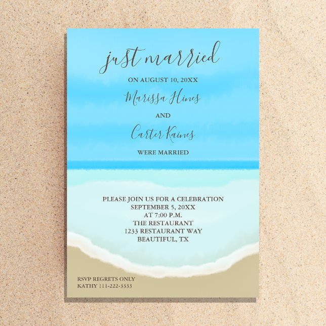 Faire-part de mariage aquarelle plage océane (Créateur téléchargé)