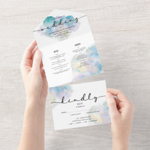 Faire-part de mariage aquarelle/rsvp/menu.